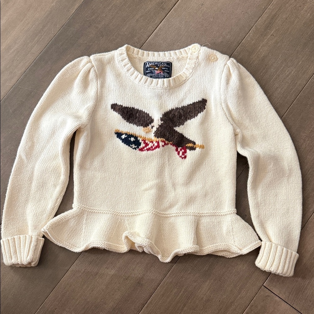 American Living Toddler Girls Eagle Peplum Knit Sweater - 3T